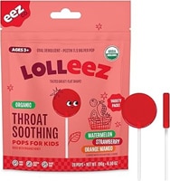 Lolleez Kids Organic Throat Soothing Pops 3+ Years Watermelon Strawberry Orange Mango