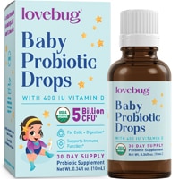 LoveBug Probiotics Baby Organic Probiotic Drops 400 IU Vitamin D