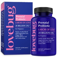 LoveBug Probiotics Prenatal Probiotic Tummy Soothe Blend With Peppermint Ginger Root Red Raspberry Leaf & Lemon Balm