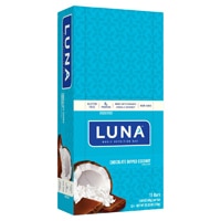 Luna Gluten Free Whole Nutrition Bars Chocolate Dipped Coconut