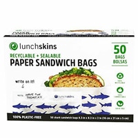 Lunchskins Paper Sandwich Bags Recyclable + Sealable Navy Sharks