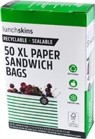 Lunchskins XL Paper Sandwich Bags Recyclable + Sealable Stripe