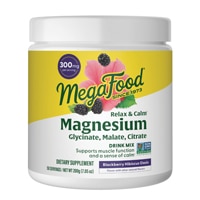 MegaFood Magnesium Relax + Calm Powder Glycinate Citrate Malate Blackberry Hibiscus Oasis