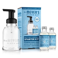 Mrs. Meyer's Clean Day Foaming Hand Soap Kit Pump Bottle + 2 Concentrated Refills Rain Water