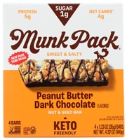 Munk Pack Nut & Seed Bar Gluten Free Keto Peanut Butter Dark Chocolate