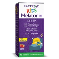 Natrol Kids Melatonin Fast Dissolve Tablets with Lemon Balm for Children Ages 4 and Up Drug Free Strawberry Flavored