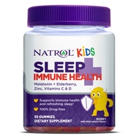 Natrol Kids Sleep + Immune Health Drug Free Sleep Aid and Immunity Support Melatonin Zinc Vitamin C & D Elderberry Berry Flavored