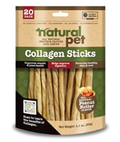 Natural Pet Collagen Sticks Natural Protein Packed Dog Chew Peanut Butter