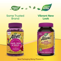 Nature's Way Alive! Hair Skin & Nails Gummies - Biotin Collagen Vitamins C & E