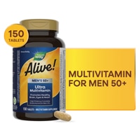 Nature's Way Alive! Men's 50+ Daily Ultra Multivitamin - Vitamins C-D3-B12-E-Magnesium