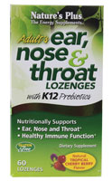 NaturesPlus Adult's Ear Nose & Throat Lozenges with K12 Probiotics Natural Tropical Cherry Berry