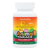 NaturesPlus Animal Parade Sugar-Free Children's Chewable Vitamin D3 Black Cherry