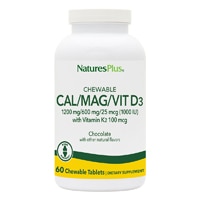 NaturesPlus Chewable Cal Mag Vitamin D3 with Vitamin K2 Chocolate