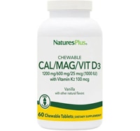 NaturesPlus Chewable Cal Mag Vitamin D3 with Vitamin K2 Vanilla