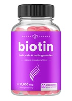 NutraChamps Biotin Hair Skin & Nails Gummies Natural Strawberry