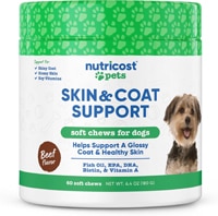 Nutricost Pets Dog Skin & Coat Support Fish Oil Biotin Vitamin A Beef