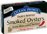 Ocean Prince Fancy Whole Smoked Oysters With Red Chili Pepper