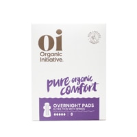 Oi Organic Initiative Organic Cotton Ultrathin Pads with Wings Overnight