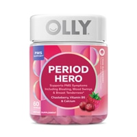 Olly Period Hero For PMS Support with Chasteberry Vitamin B6 & Calcium Cran-Raspberry Flavor Gummies