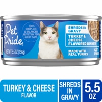 Pet Pride Adult Wet Cat Food Gravy In Shreds Turkey & Cheese Dinner