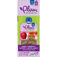 Plum Organics Baby Food 6+ Months Apple Raspberry Spinach + Greek Yogurt