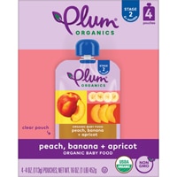 Plum Organics Baby Food 6+ Months Peach Banana + Apricot