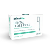 Primal Life Organics Dental Floss Picks Bamboo-Charcoal Natural Mint