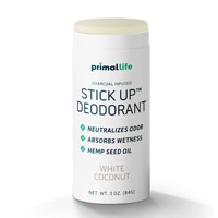 Primal Life Organics Natural Deodorant Stick Up Plastic Free - White Coconut