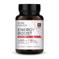 Pure Power Energy Boost Fermented Ginseng + B12 - NSF Certified for Sport