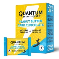 Quantum Energy Square Caffeine & Protein Bars Peanut Butter Dark Chocolate