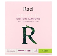 Rael Organic Cotton Tampons with Cardboard Applicators -Super