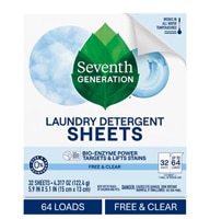 Seventh Generation Laundry Detergent Sheets 64 Loads Free & Clear