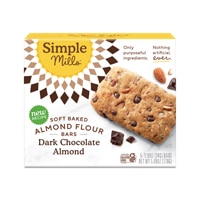 Simple Mills Gluten Free Soft Baked Almond Flour Bars Dark Chocolate Almond