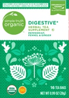 Simple Truth Organic Digestive Herbal Tea Supplement Peppermint Fennel & Ginger