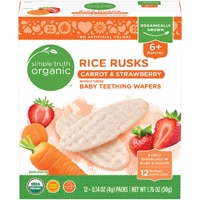 Simple Truth Organic Rice Rusks Baby Teething Wafers 6+ Months Carrot & Strawberry