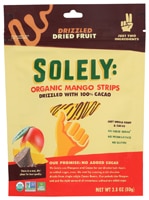 Solely Dried Fruit Organic No Preservatives Mango Strips Drizzled With 100% Cacao