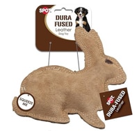 Spot Dog Toy Dura-Fused Leather & Jute Squeaker 7.5 Inch Rabbit