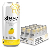 Steaz Green Tea Soda Antioxidant Brew Unsweetened Lemon