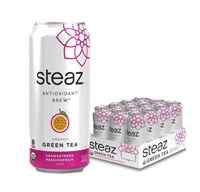 Steaz Green Tea Soda Antioxidant Brew Unsweetened Passionfruit