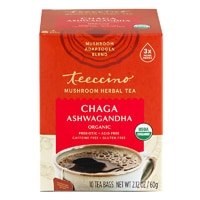 Teeccino Mushroom Herbal Tea Organic Caffeine Free Chaga Ashwagandha Butterscotch Cream