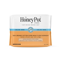 The Honey Pot 100% Organic Cotton Cover Overnight Pads Heavy Flow