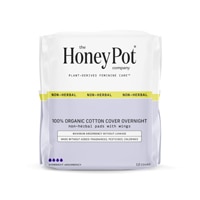 The Honey Pot Organic Top Sheet Overnight Non Herbal Menstrual Pads