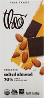 Theo Organic Fair Trade 70% Dark Chocolate Bar Salted Almond