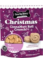 Three Dog Bakery Dog Treats Christmas Cinnamutt Roll Crunch! Cinnamon Vanilla