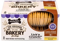 Three Dog Bakery Dog Treats Lick'n Crunch! Sandwich Cookies 2 Flavor Pack Golden & Vanilla + Carob & Peanut Butter