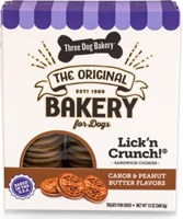 Three Dog Bakery Dog Treats Lick'n Crunch! Sandwich Cookies Carob & Peanut Butter