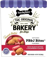 Three Dog Bakery Dog Treats PB&J Bites Soft Baked Peanut Butter & Strawberry