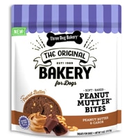 Three Dog Bakery Dog Treats Peanut Mutter Bites Soft Baked Peanut Butter & Carob