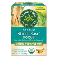 Traditional Medicinals Organic Stress Ease Focus with Adaptogens Ginseng Wild Apple Mint