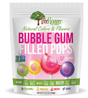 Tree Hugger Natural Flavor Bubble Gum Filled Lollipops Sour Apple Pineapple Cherry Grape